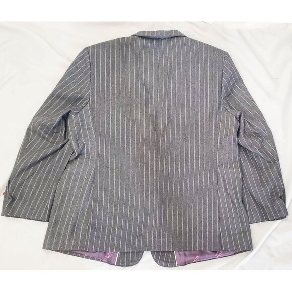 Elie Balleh Mens Grey Chalk Stripe Single Button Sport Coat Blazer Jacket XXL - Picture 8 of 9